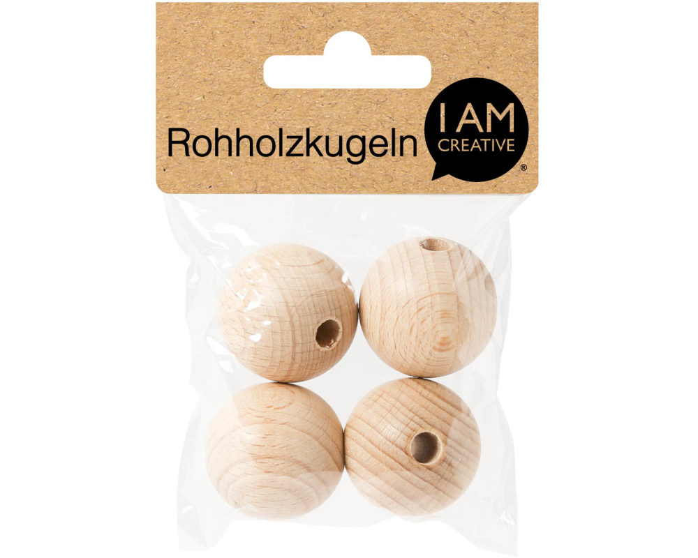 I AM CREATIVE Rohholzkugeln 30mm 4530.3 4 Stück