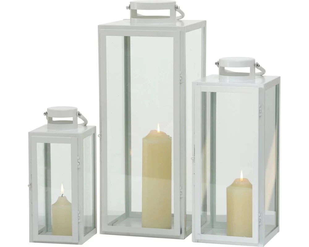 Boltze Laterne Arana 3-teilig, Transparent/Weiss
