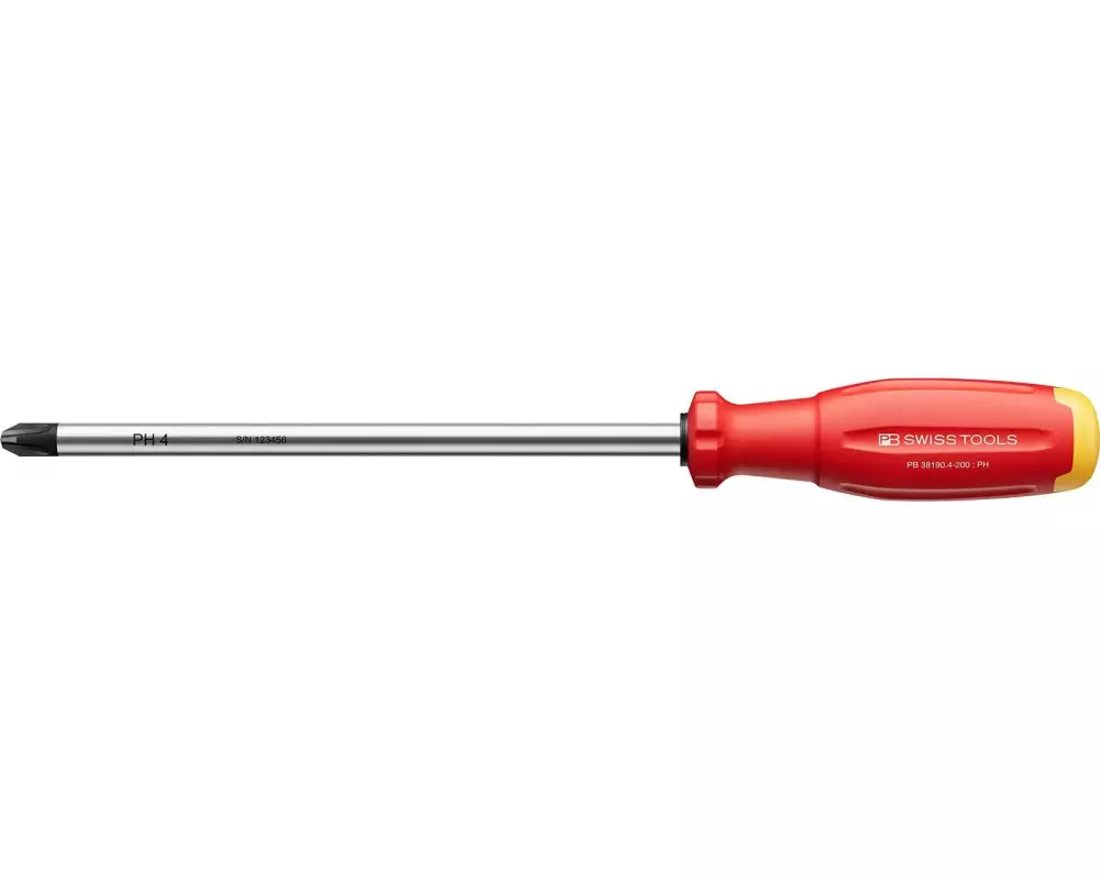 PB Swiss Tools Schraubenzieher SwissGrip Evo PB 38190.4-200 Phillips Rot