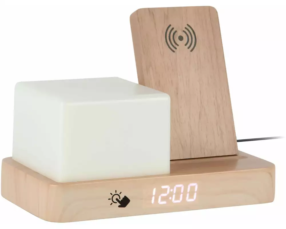 KARLSSON Wecker Retro Night Light LED Helles Holz