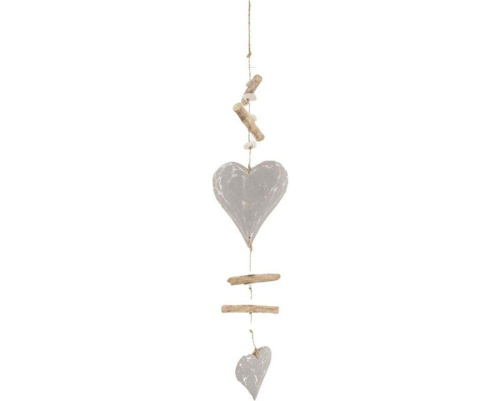 CHALET Herzgirlande Albizia-Holz Grau 72 x 15 x 3 cm