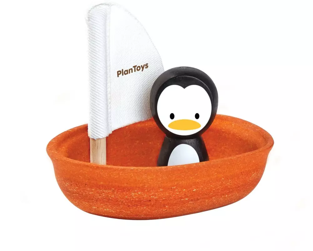 Plantoys Segelboot – Pinguin Holzspielzeug