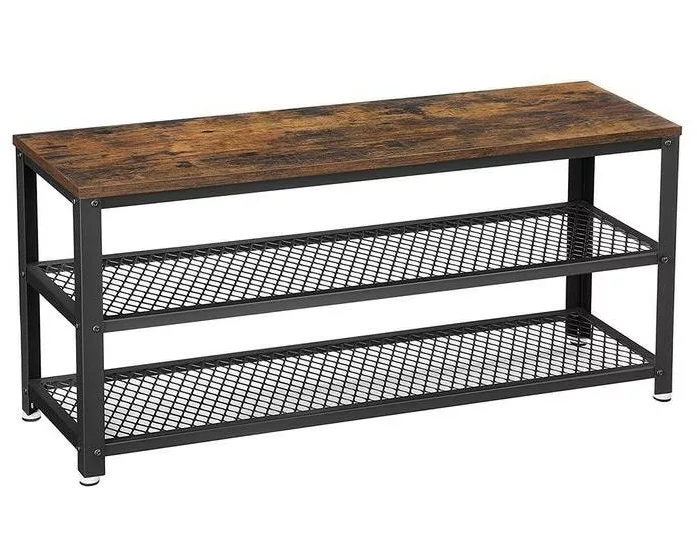 VASAGLE Schuhregal 100 cm x 30 cm, Braun/Schwarz