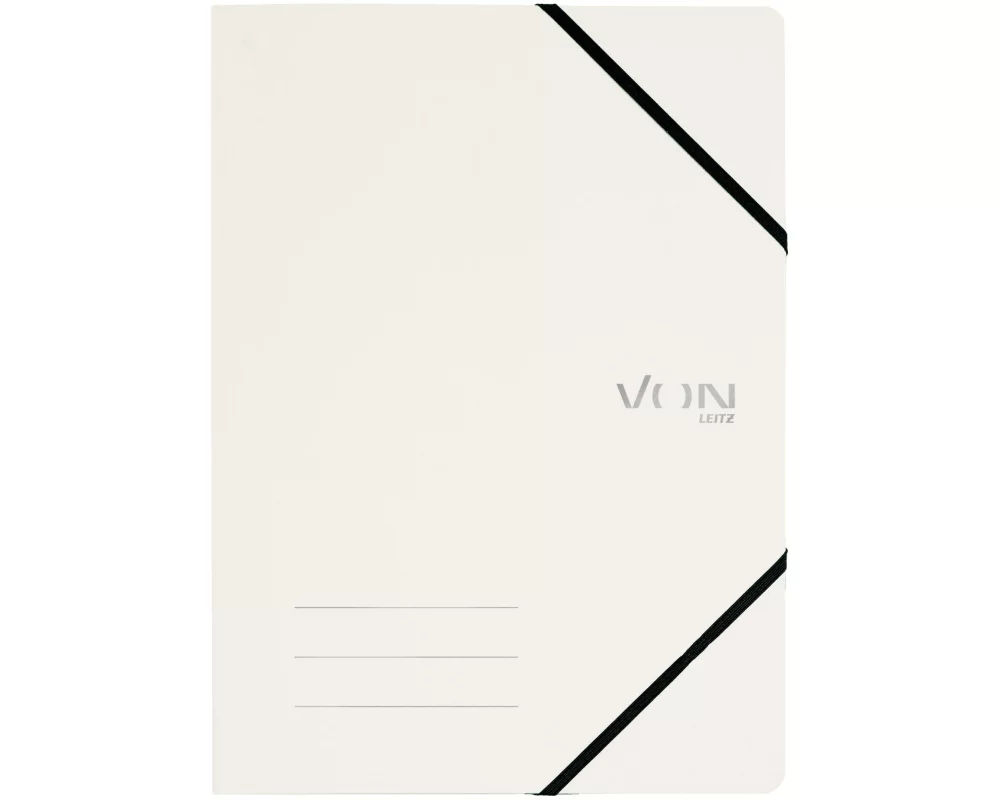 VON Gummibandmappe A4, Weiss, 5 Stück