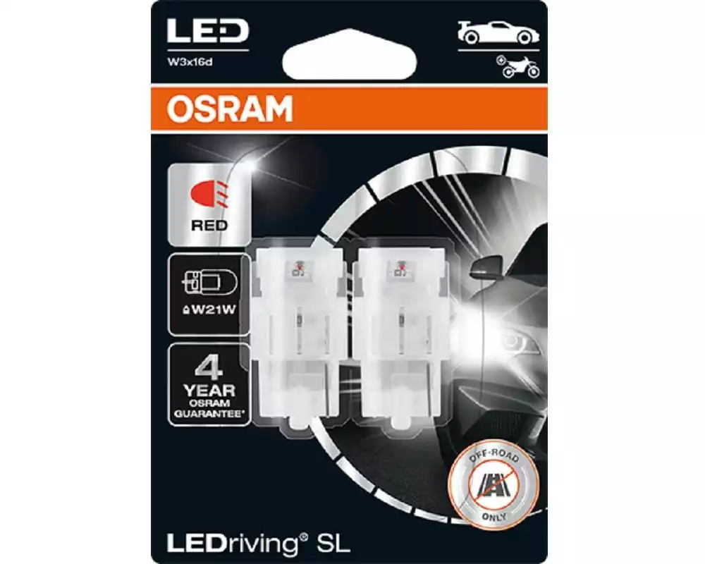 OSRAM Signallampen LEDriving SL W21W W3x16d Red Motorrad/PKW