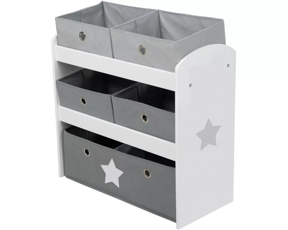 roba Regal Stars mit 5 Stoffboxen Grau/Weiss