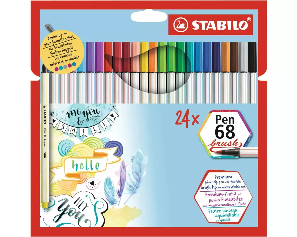 STABILO Fasermaler Pen 68 brush 24er Kartonetui
