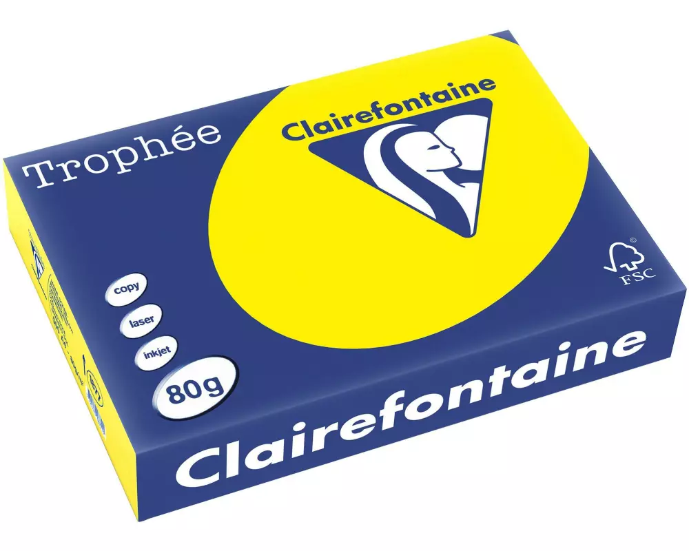 Clairefontaine Kopierpapier Trophée A4, 80 g/m², Rapsgelb, 500 Blatt