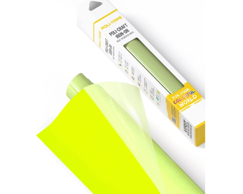 Poli-Tape Aufbügelfolie Tubitherm Flock, 30.5 x 61 cm, Neon Gelb