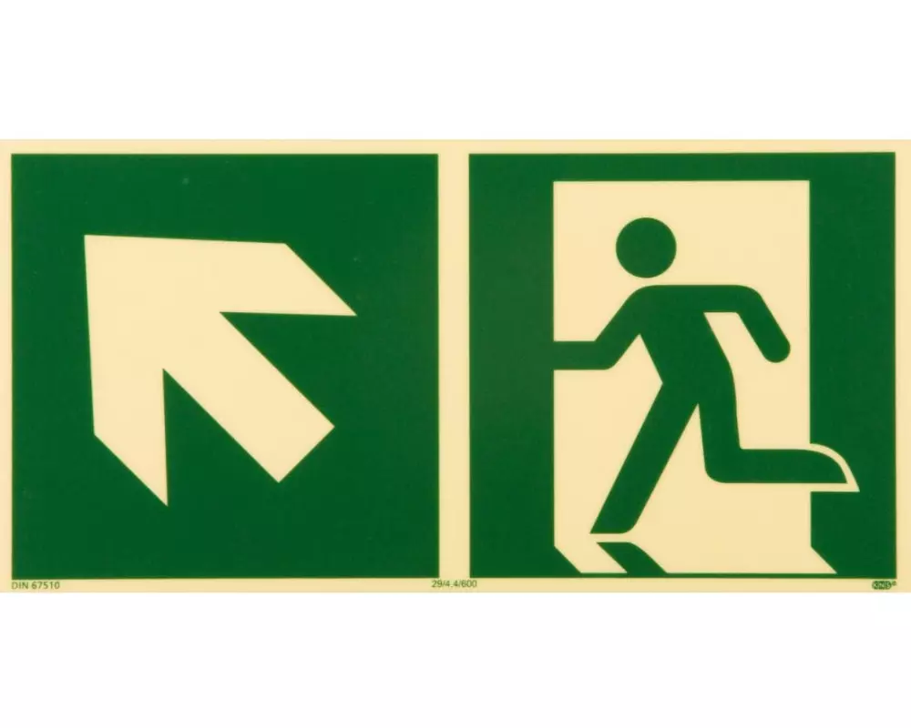 P.R.O. Rettungsweg links aufwärts – Piktogramm 150 x 300 mm