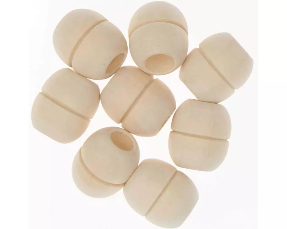 Rico Design Holzperlen Makramee Nature, 8 Stück