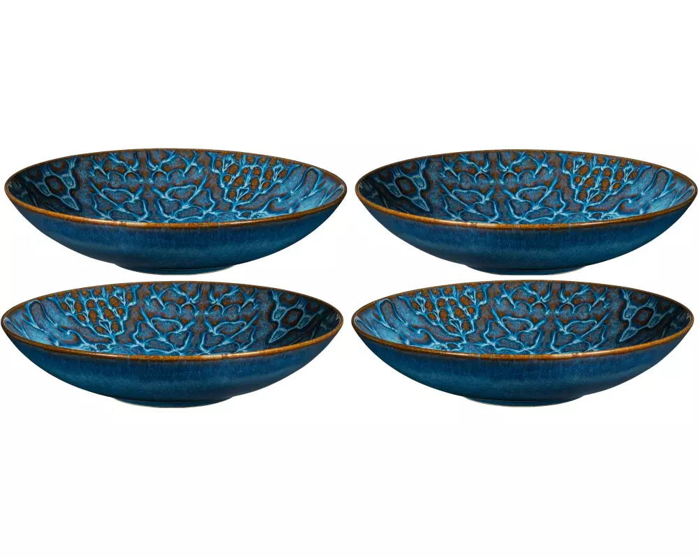 Mäser Speiseteller Tiles tief, 22 cm, 4 Stück, Blau
