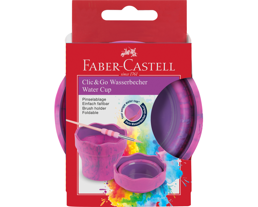 FABER-CASTELL Wasserbecher Clic&Go 181527 pink, für Pinsel