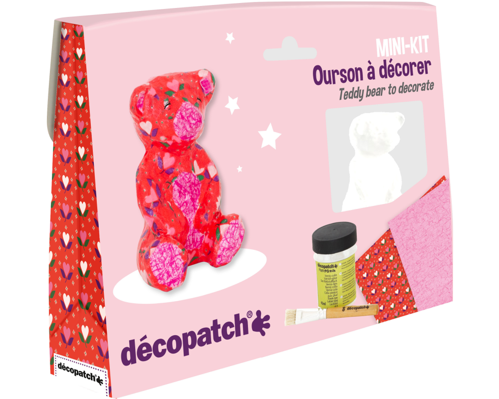 DECOPATCH Bastelset Teddybär KIT037C Bogen, Tier, Pinsel, Lack
