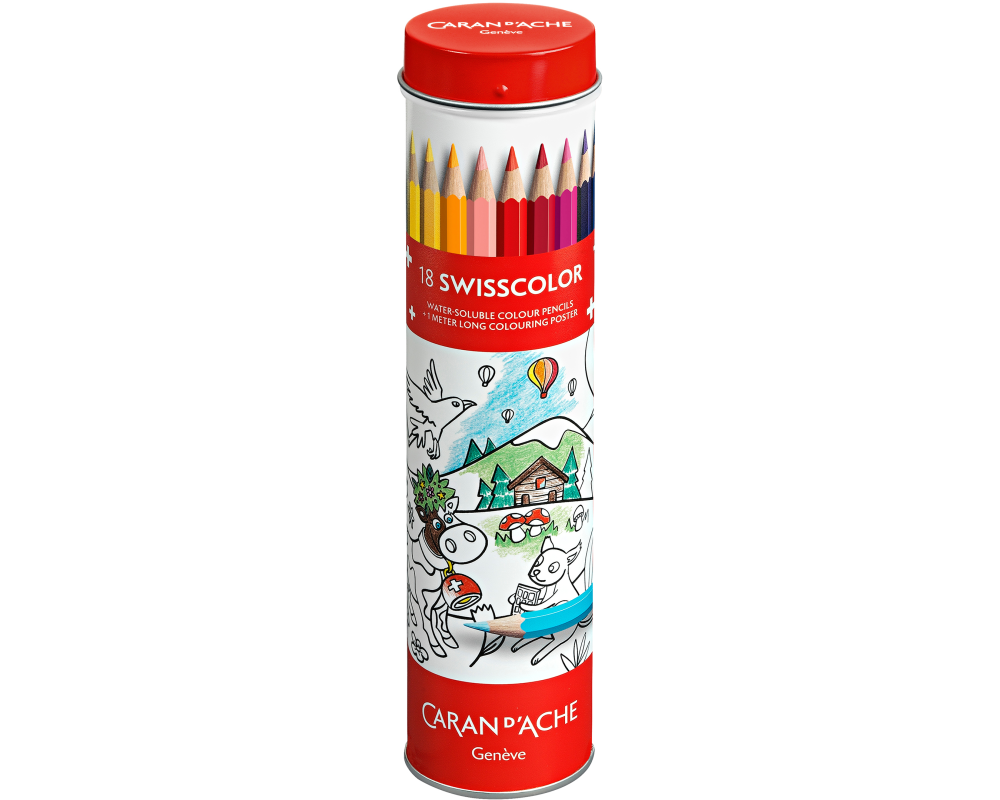 CARAN D'ACHE Farbstifte Swisscolor 1285.518 mit Malposter 18 Stück