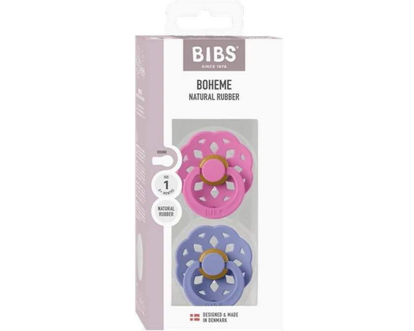 Bibs Boheme 2er-Pack Latex rund 0-6 Monate Bubblegum Peri