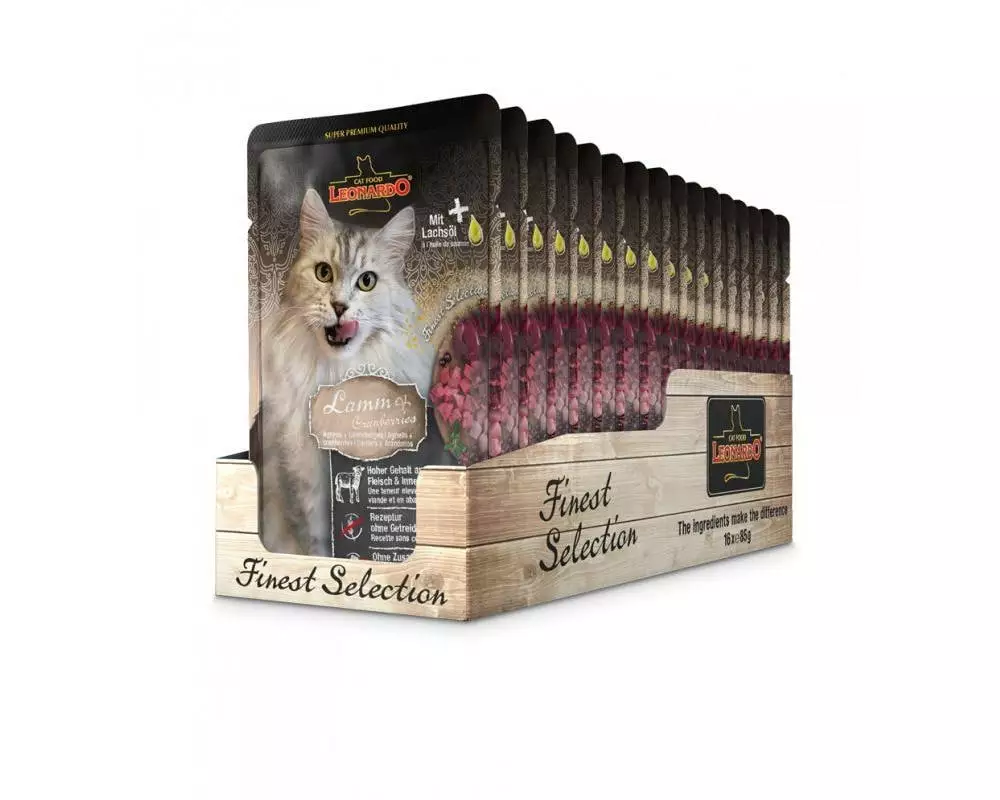 Leonardo Cat Food Nassfutter Lamm & Cranberries, 16 x 85 g