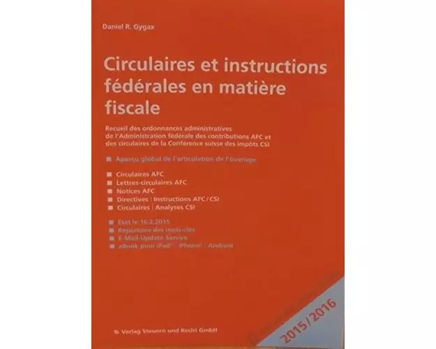 Circulaires et instructions fédérales en matière fiscale 2015/2016