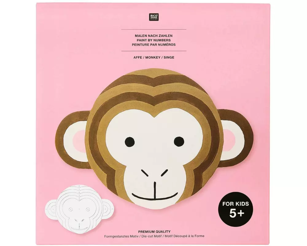 Rico Design Malen nach Zahlen 12-teilig, Affe