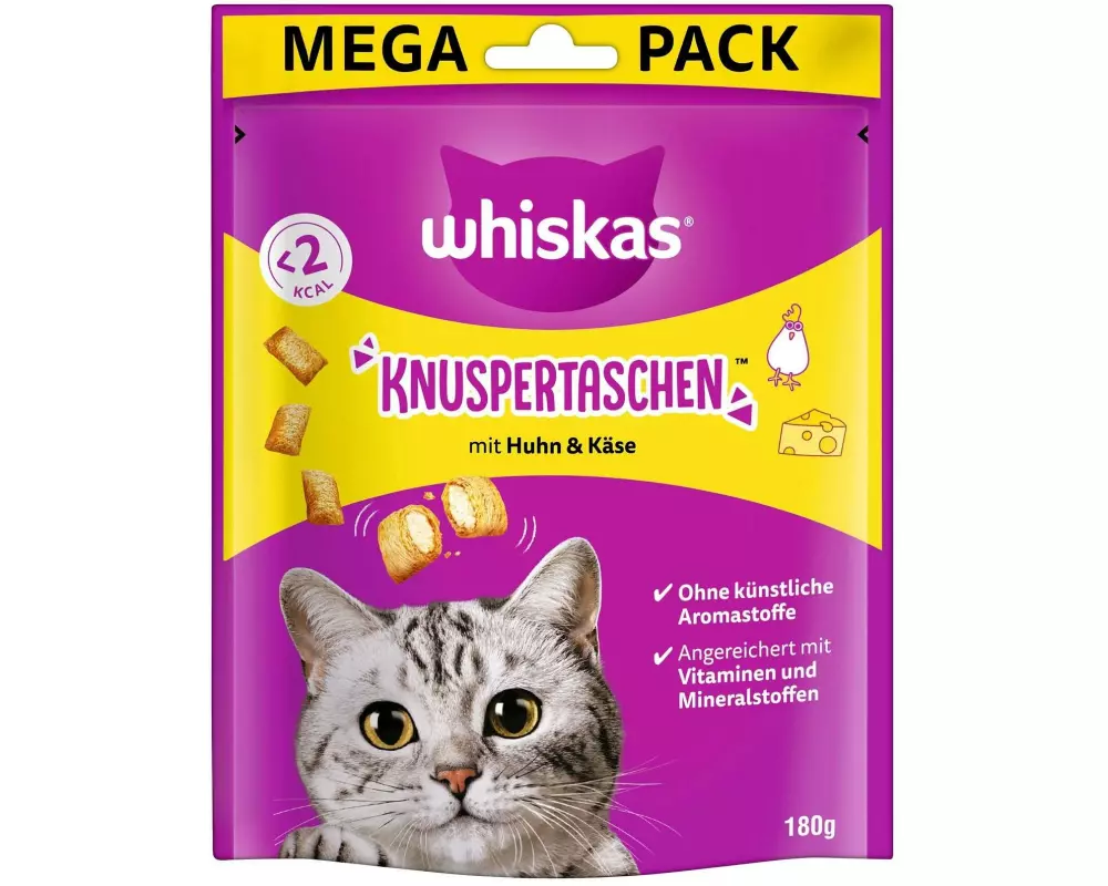 Whiskas Katzen-Snack Temptations Huhn und Käse, 180g