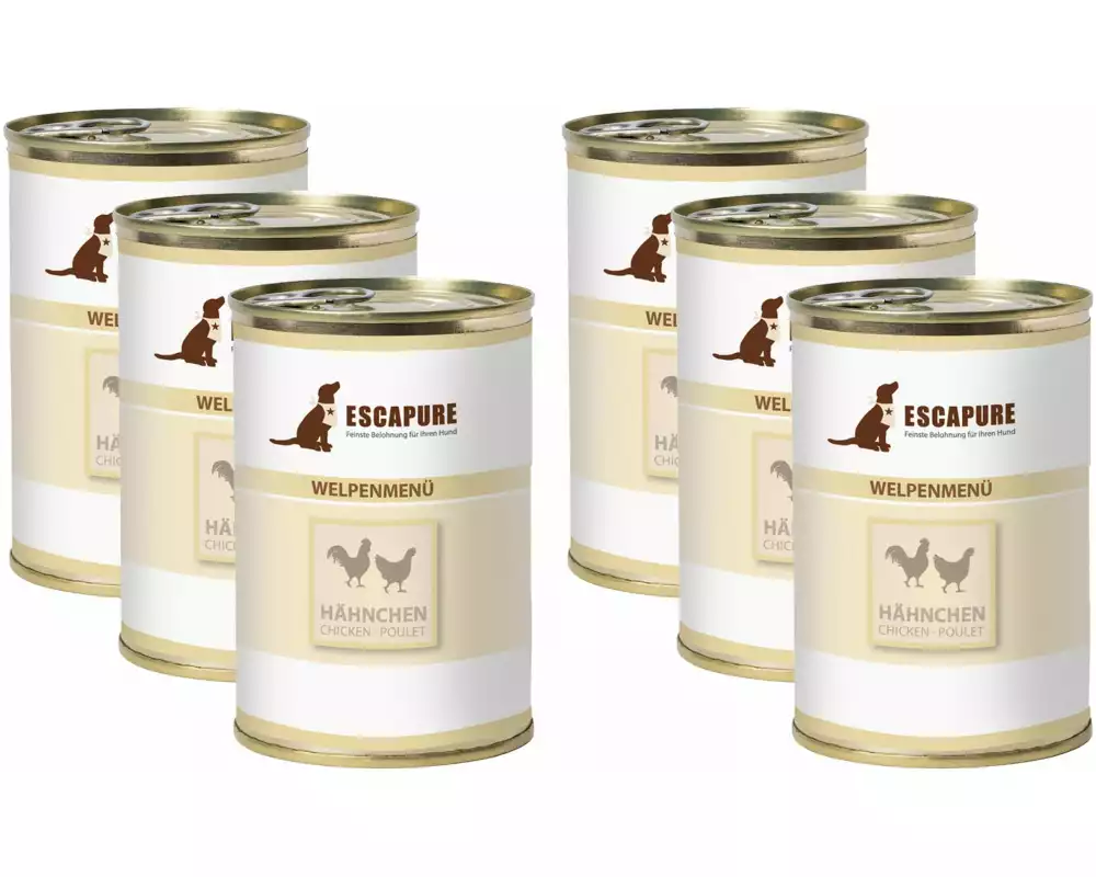 Escapure Nassfutter Welpen Hähnchen, 6 x 400 g