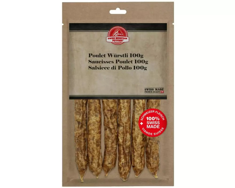 Swiss Mountain Petfood Kauartikel Poulet Würstli, 100 g