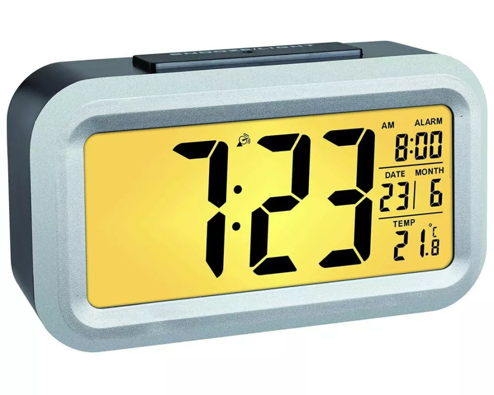 TFA Dostmann Digitalwecker Lumio Plus Silber