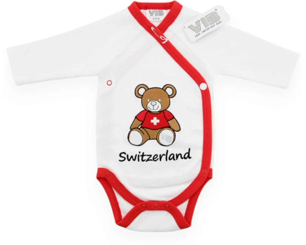 Very Important Baby Body Bär + Switzerland Weiss/Rot