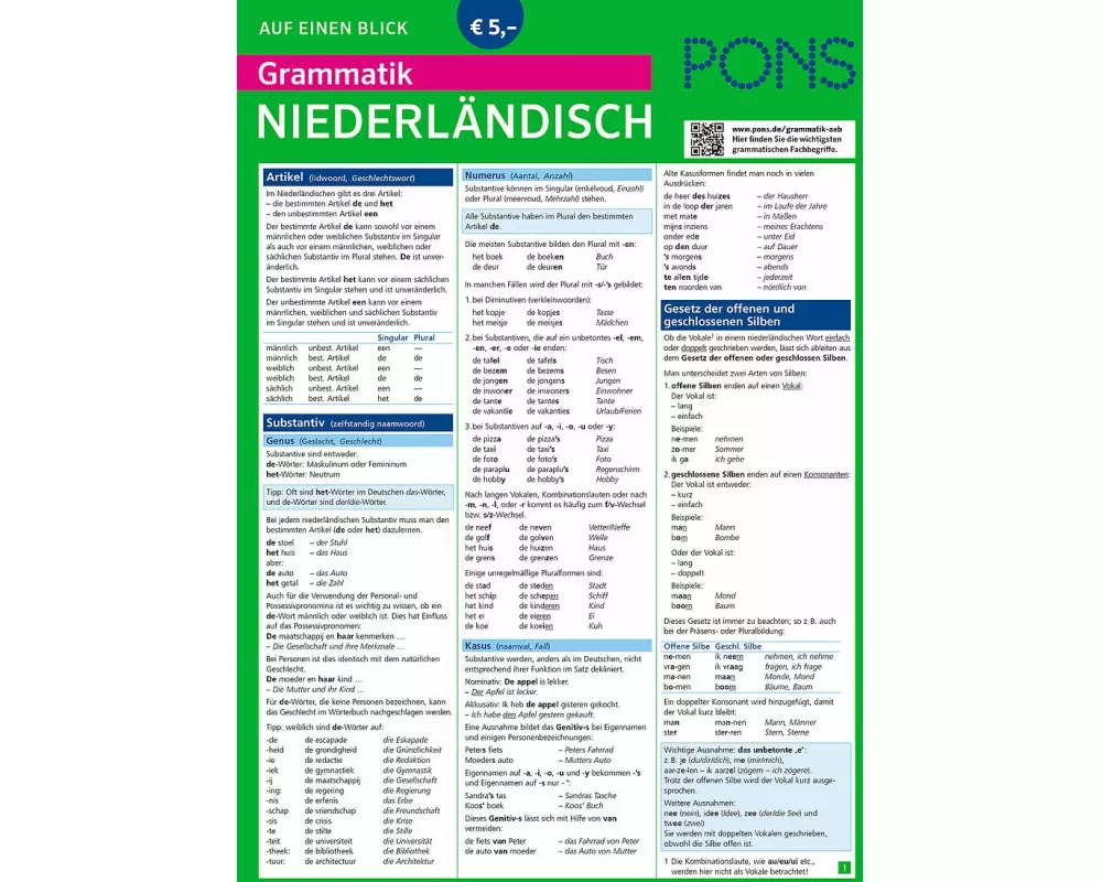 PONS Grammatik auf einen Blick Niederländisch
