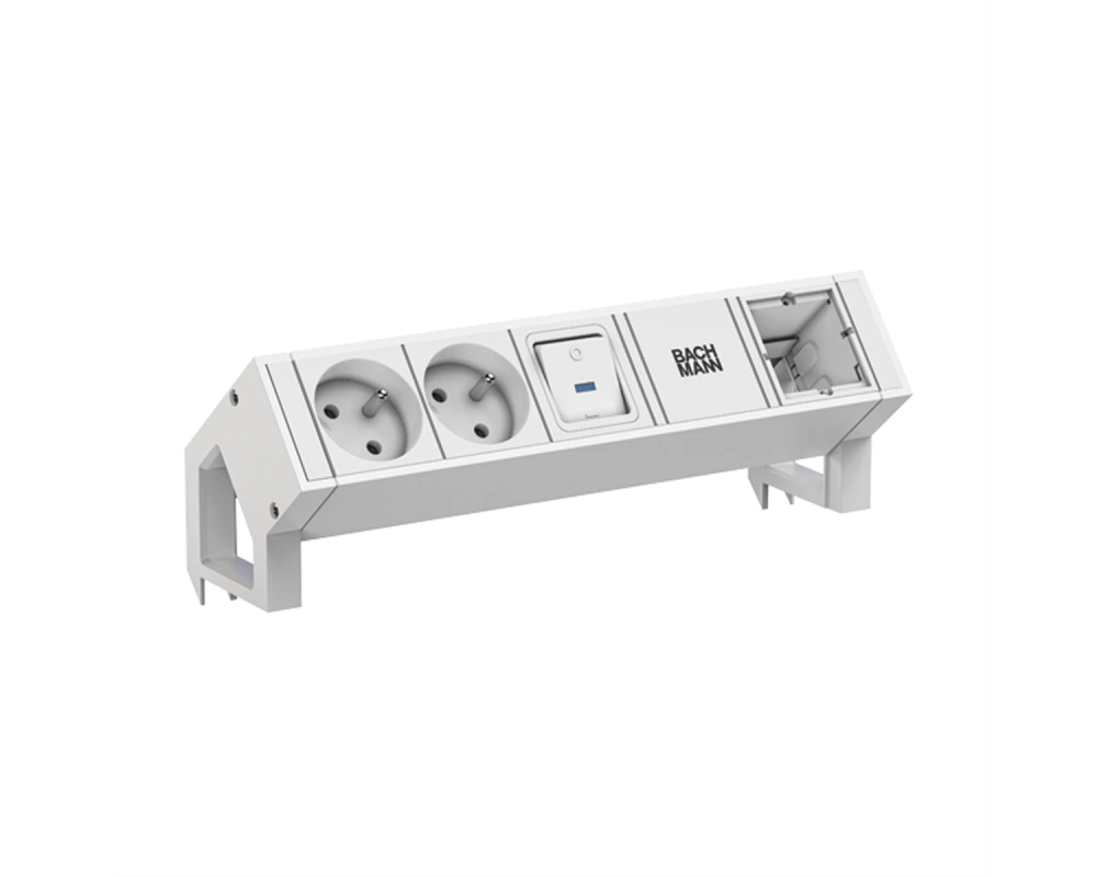 BACHMANN DESK2 white 2xUTE 1xSchalter 1xCM 0,2m GST18 RAL9010