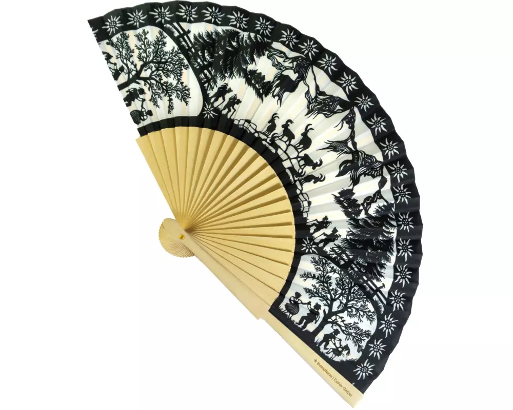 Trendform Handfächer Swiss Tradition, Weiss / Schwarz