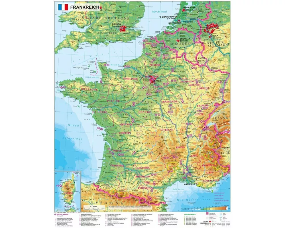 Frankreich physisch 1 : 1.500 000