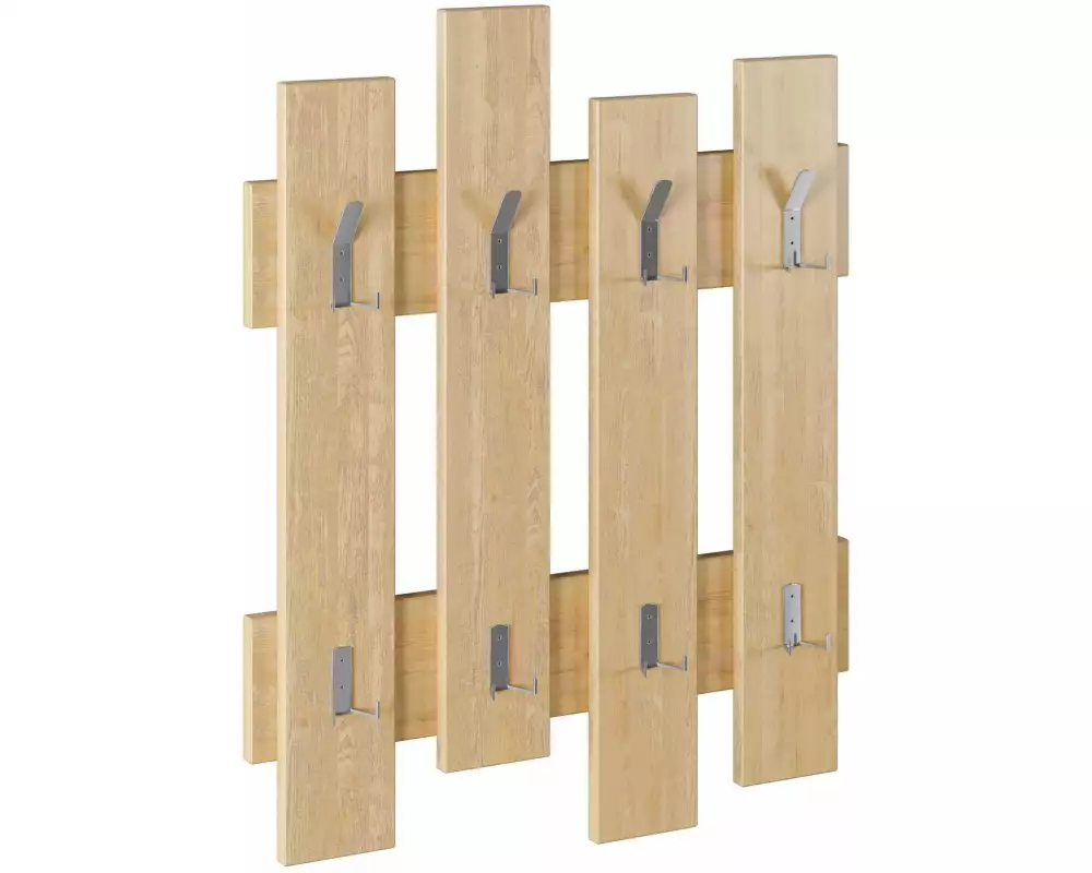 Woody Fashion Wandgarderobe Wave 8 Haken, Nature