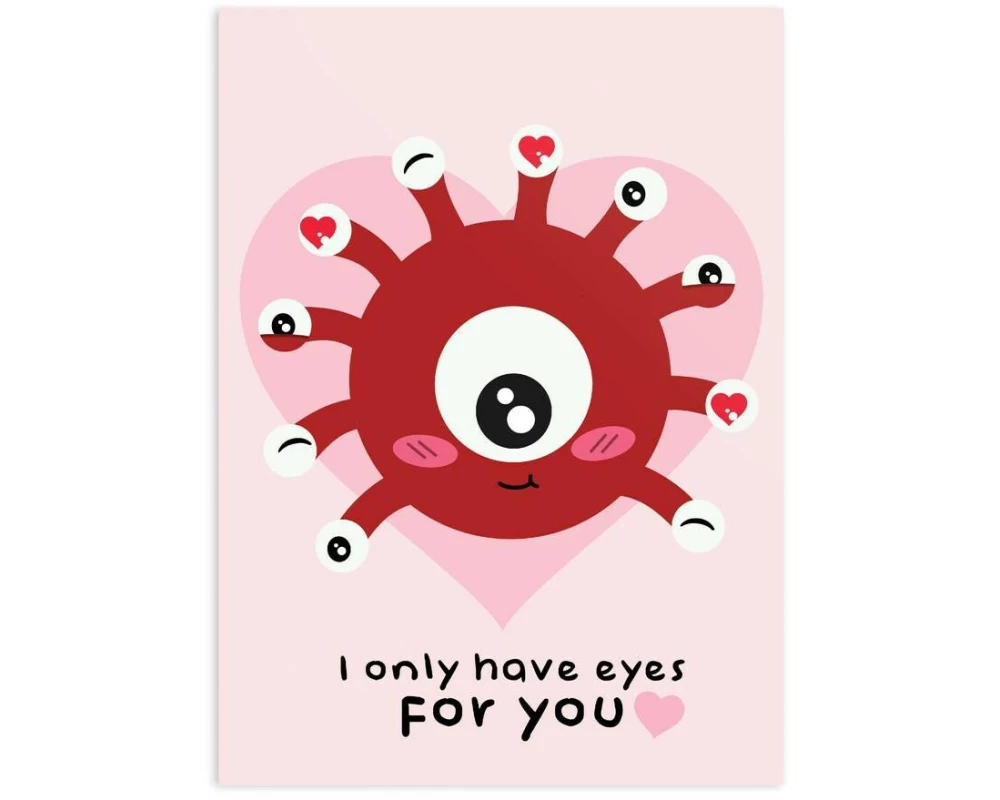 Glass Staff Grusskarte Only Eyes for You Rot