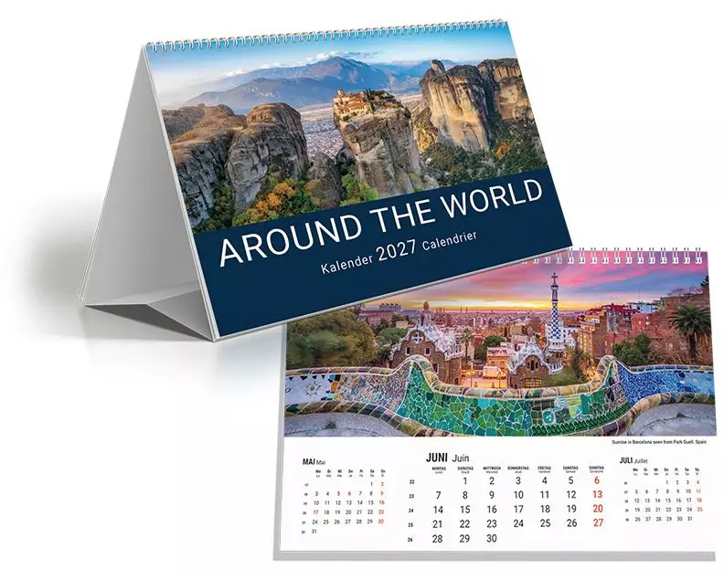 Simplex Pultkalender Around the World 2027 3-Monats-Planer