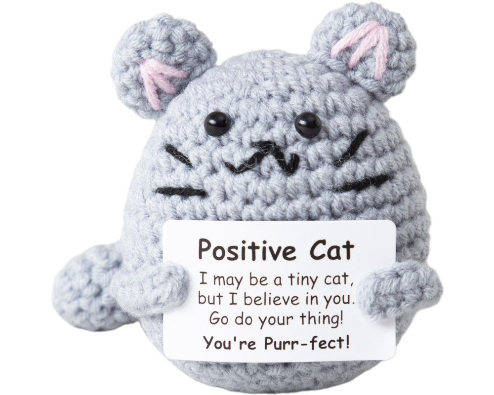 I AM CREATIVE Positive Cat 8.5cm 1000-1857 grau