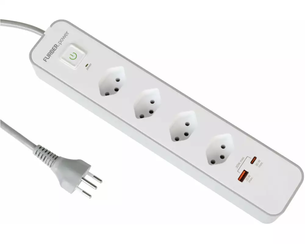 FURBER.power Steckdosenleiste 4 x T13, USB-C, USB-A