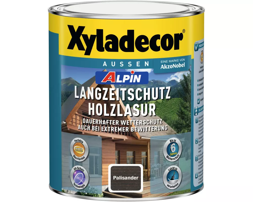 Xyladecor Holzlasur Alpin Langzeitschutz, Palisander, 1 L