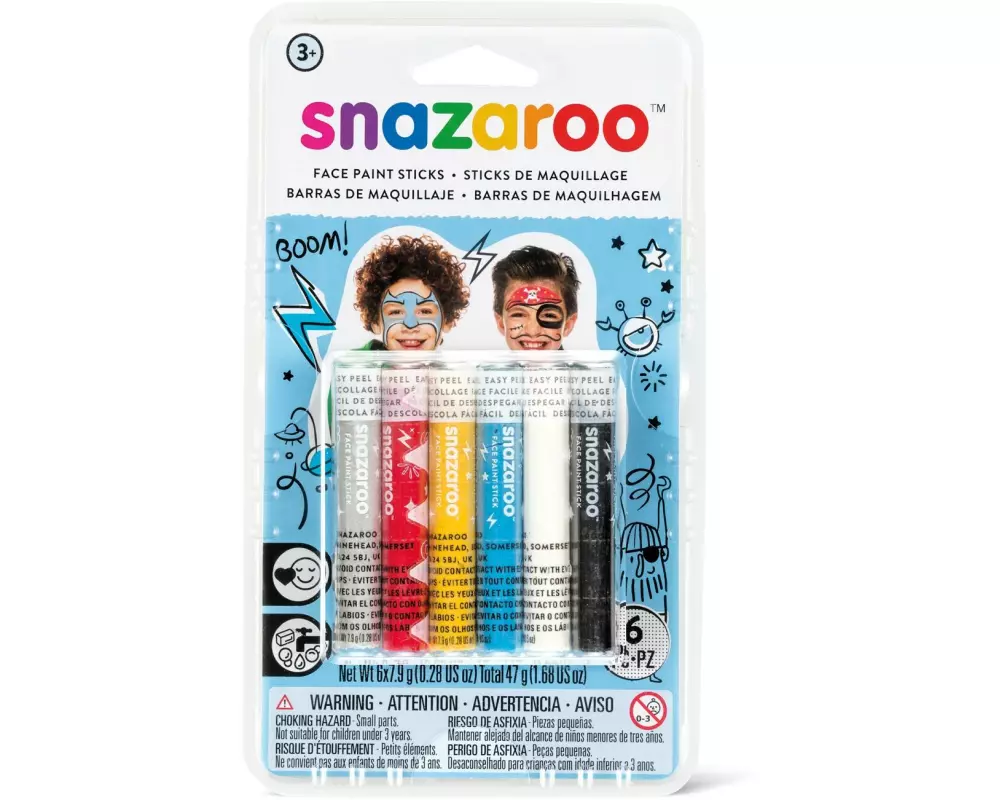 Snazaroo Zubehör Schminkstifte Jungen, 6 Stück