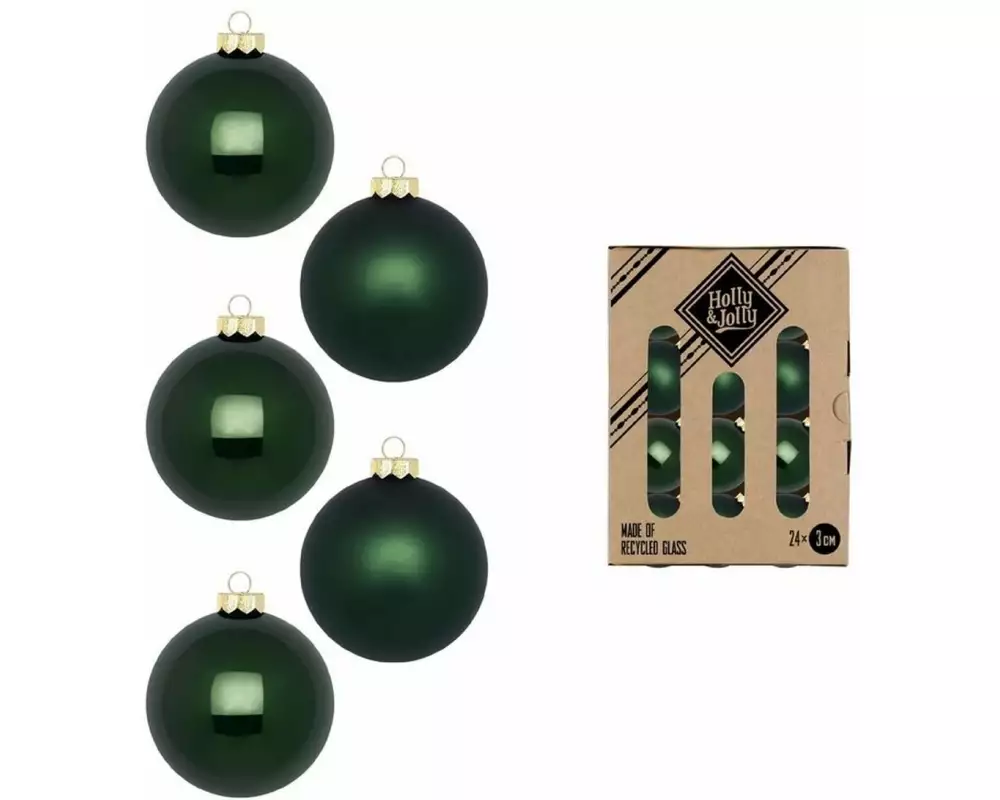 Holly & Jolly Weihnachtskugel Loden Green Ø 3 cm, 24 Stück