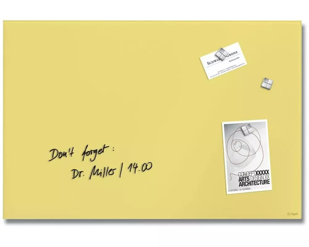 Sigel Glassboard magnetisch 600x400 Pastellfarbig Gelb