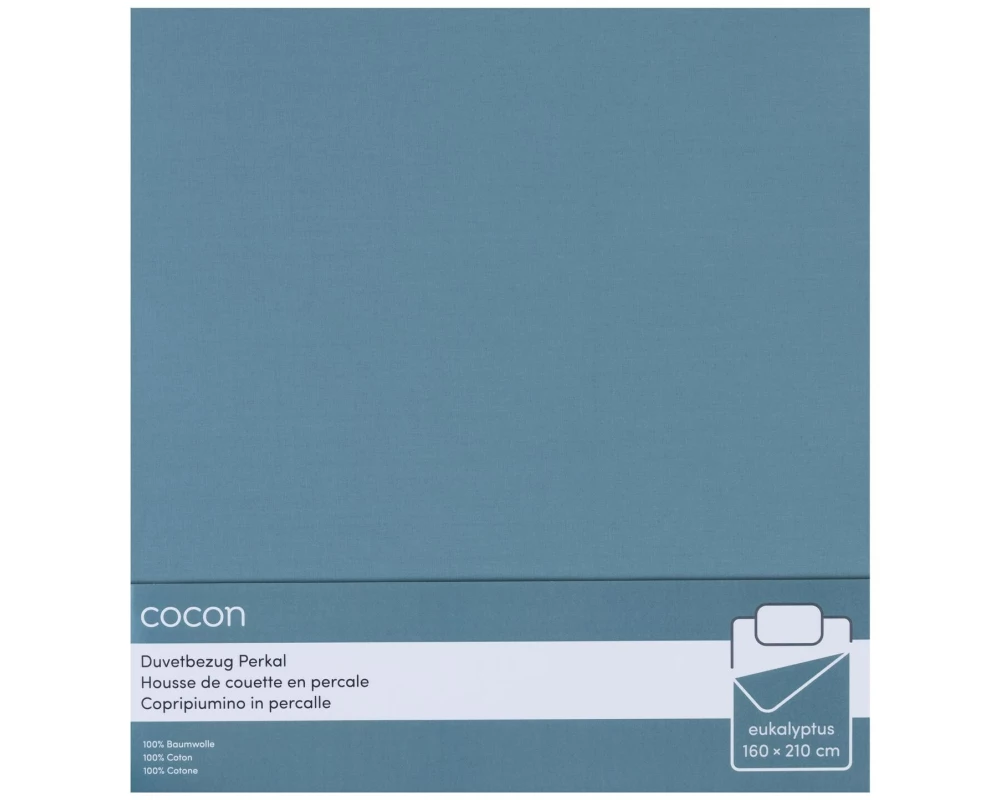 COCON Duvetbezug Perkal 160 x 210 cm, Eukalyptusgrün