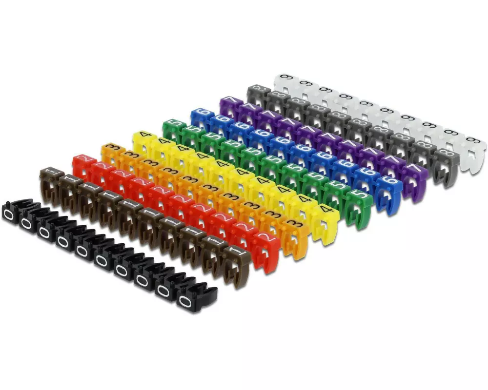 Delock Kabelkennzeichnung Clips 0-9 farbig, 10x 10er Sets.