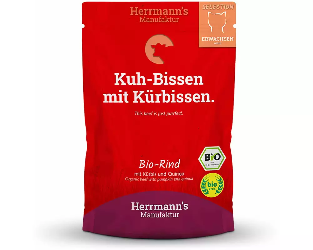 Herrmann's Nassfutter Bio-Rind mit Kürbis und Quinoa