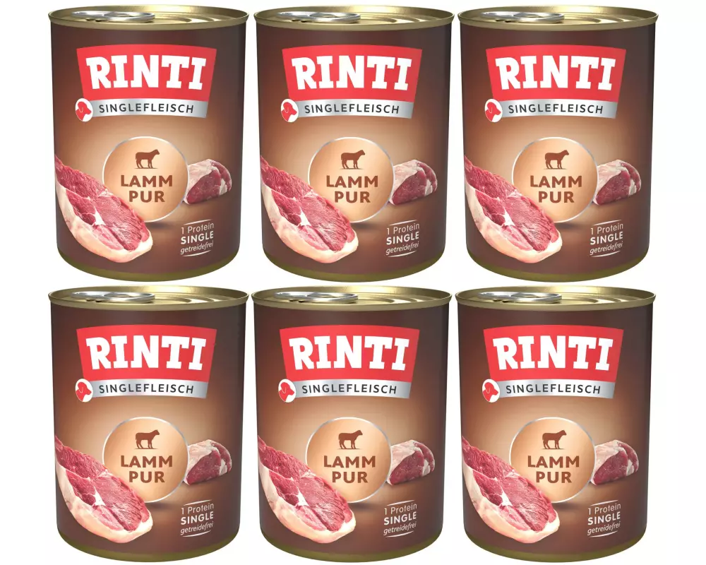 Rinti Nassfutter Singlefleisch Dose Lamm Pur, 6 x 800 g