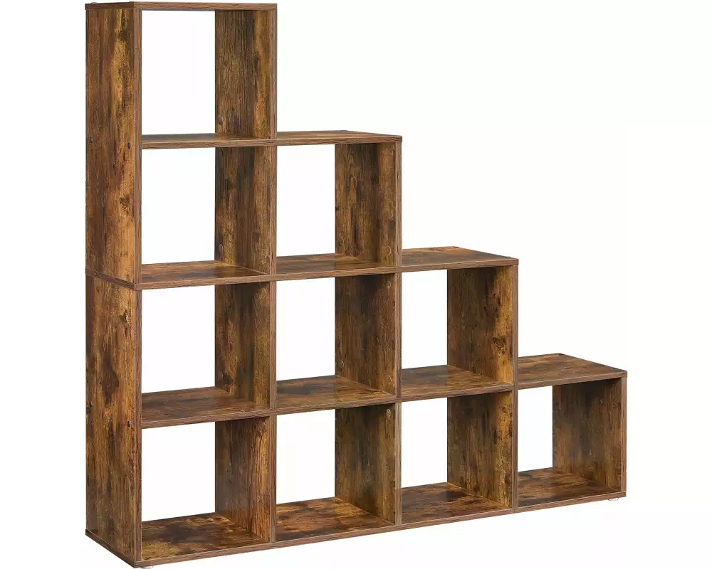 VASAGLE Regal mit 10 Würfeln 129.5 x 29 x 129.5 cm, Braun