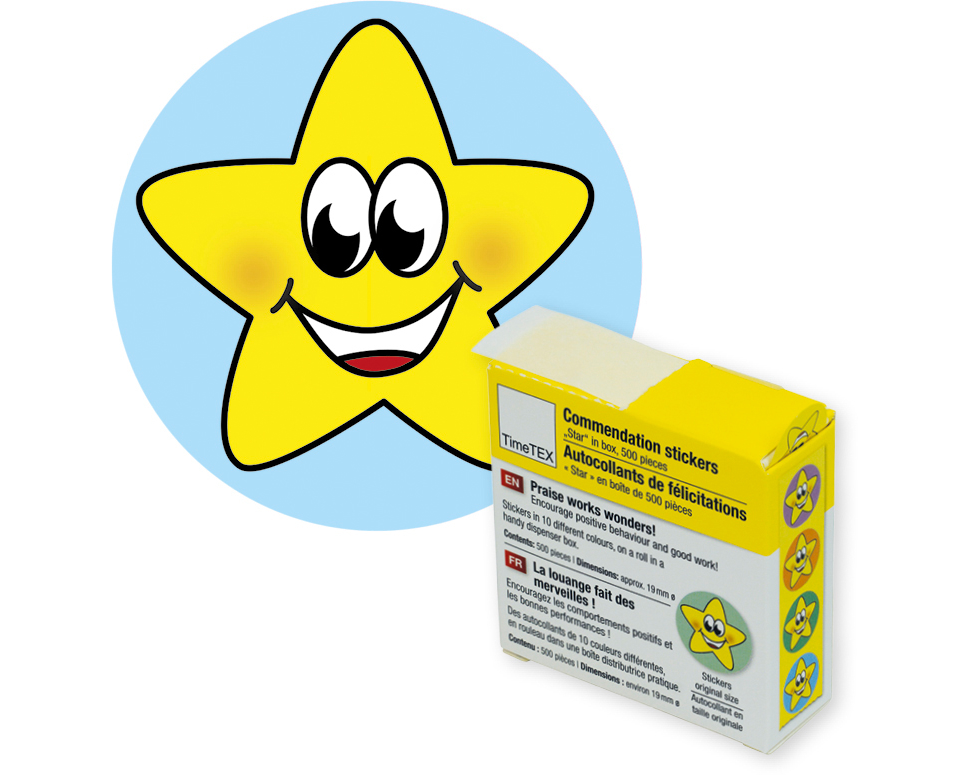TIMETEX Belobigungs-Aufkleber 62764 Sternchen bunt 500 Stück
