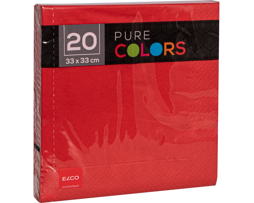 ELCO Serviette Zelltuch 33x33cm PC334020-020 3-lagig, rot 20Stk.
