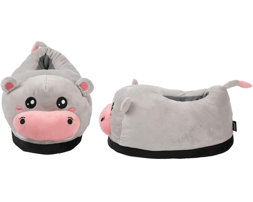I-TOTAL Plüsch-Hausschuhe 30x19x18cm XL2850 Hippo grau