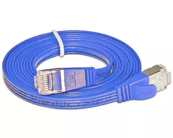 SLIM Slimpatchkabel RJ-45 - RJ-45, Cat 6, STP, 0.15 m, Blau